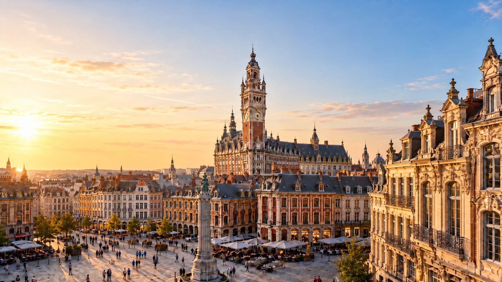 Grand-Place de Lille au coucher du soleil